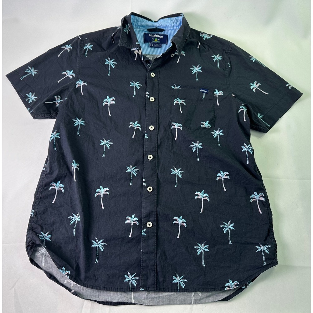 Chubbies Mens Small Button Down‎ Shirt Palm Tree Print Short Sleeve Casual